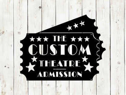 Movie Ticket Custom Metal Sign, Theatre, Movie Sign, Home Theater, Theater Sign, Custom Sign, Movie Night, Home Cinema, Movies, Metal Sign