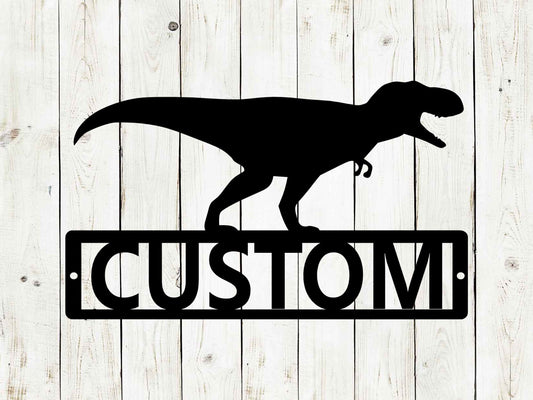 T-Rex Custom Name Metal Sign, Kids Room Decor, Home Decor, Metal Sign, Game Room, T-Rex, Dino, Dinosaur Sign, Custom Kids Room, Jurassic