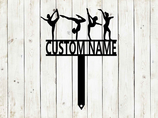 Gymnastics Custom Monogram Name Metal Stake Sign, Gymnastics, Gymnastics Sign, Metal Sign, Custom Metal Sign, Birthday, Gymnast, Yard Stake