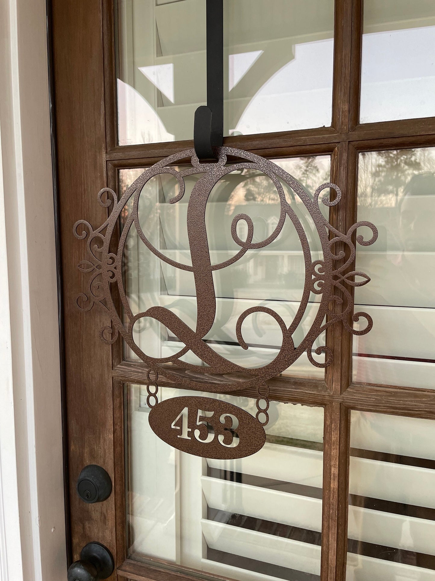 Monogram Custom Metal Wreath with Address, Monogram Front Door Hanger, Monogram Door Hanger, Door Wreath, Porch, Metal Door Hanger