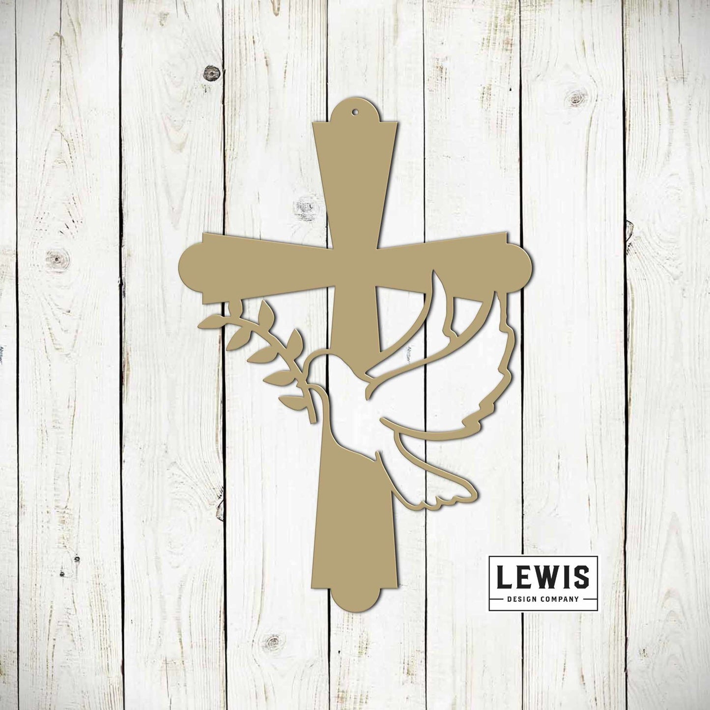 Cross with Dove and Olive Branch Metal Sign