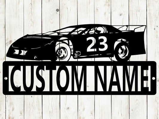 Race Car Custom Name Metal Sign, Race Car Sign, Dirt Track Racing Sign, Sports Sign, Super Stock, Pro Stock, Late Model Race Car Sign