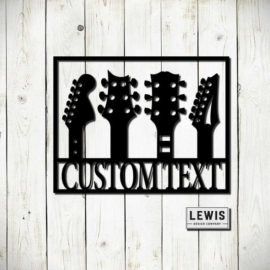 Custom Guitar Headstock Metal Sign, Guitar Wall decor, Personalized Guitar Player Metal Sign, Music Room Custom Sign