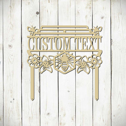 Custom Bee Garden Metal Stake, Personalized Garden Sign, Garden, Garden Art, Metal Yard Art, Outdoor Sign, Metal Garden Sign, Honeybee Sign