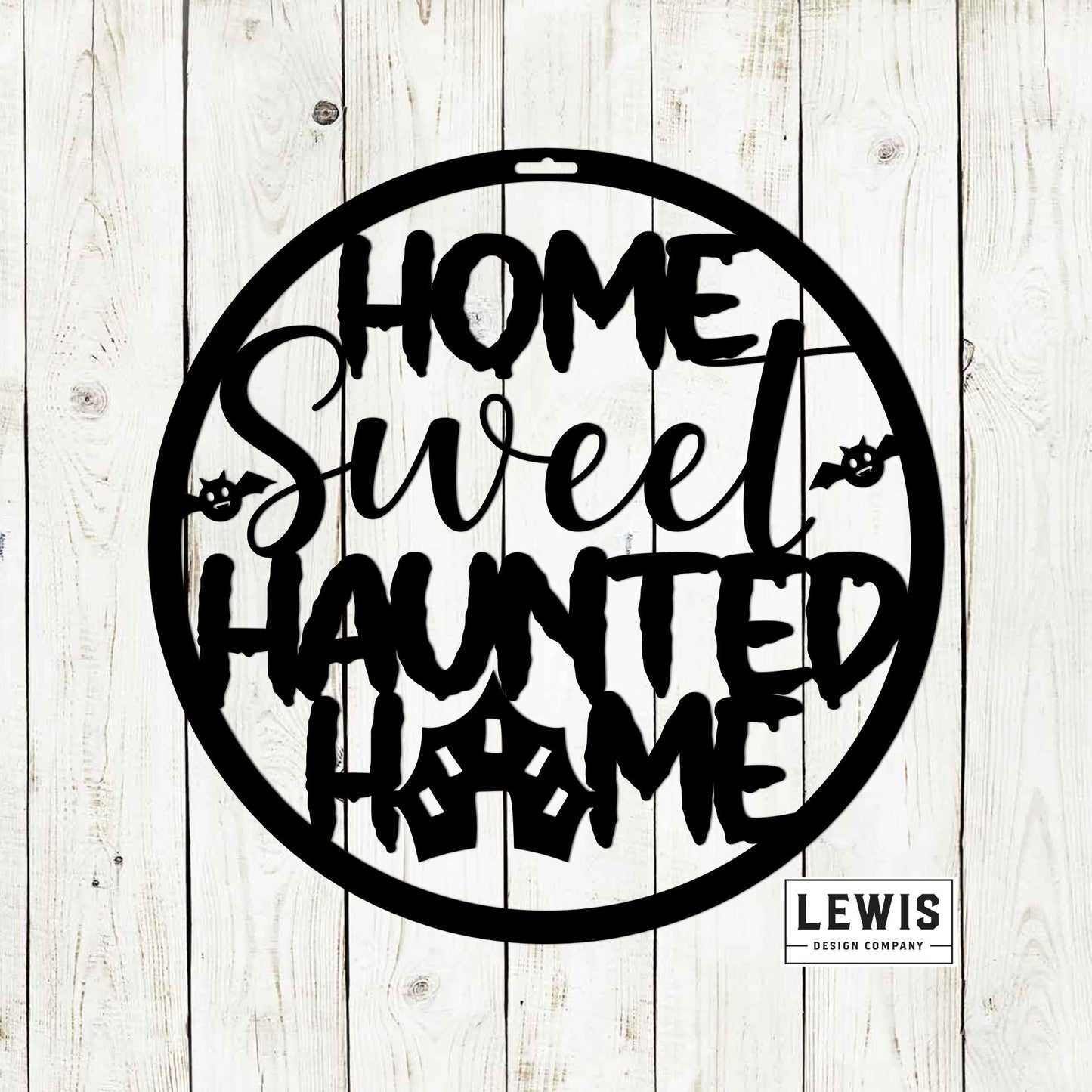 Home Sweet Haunted Home Metal Halloween Door Hanger, Halloween Decor, Fall Wreath, Haunted House Sign, Metal Art, Halloween Decoration
