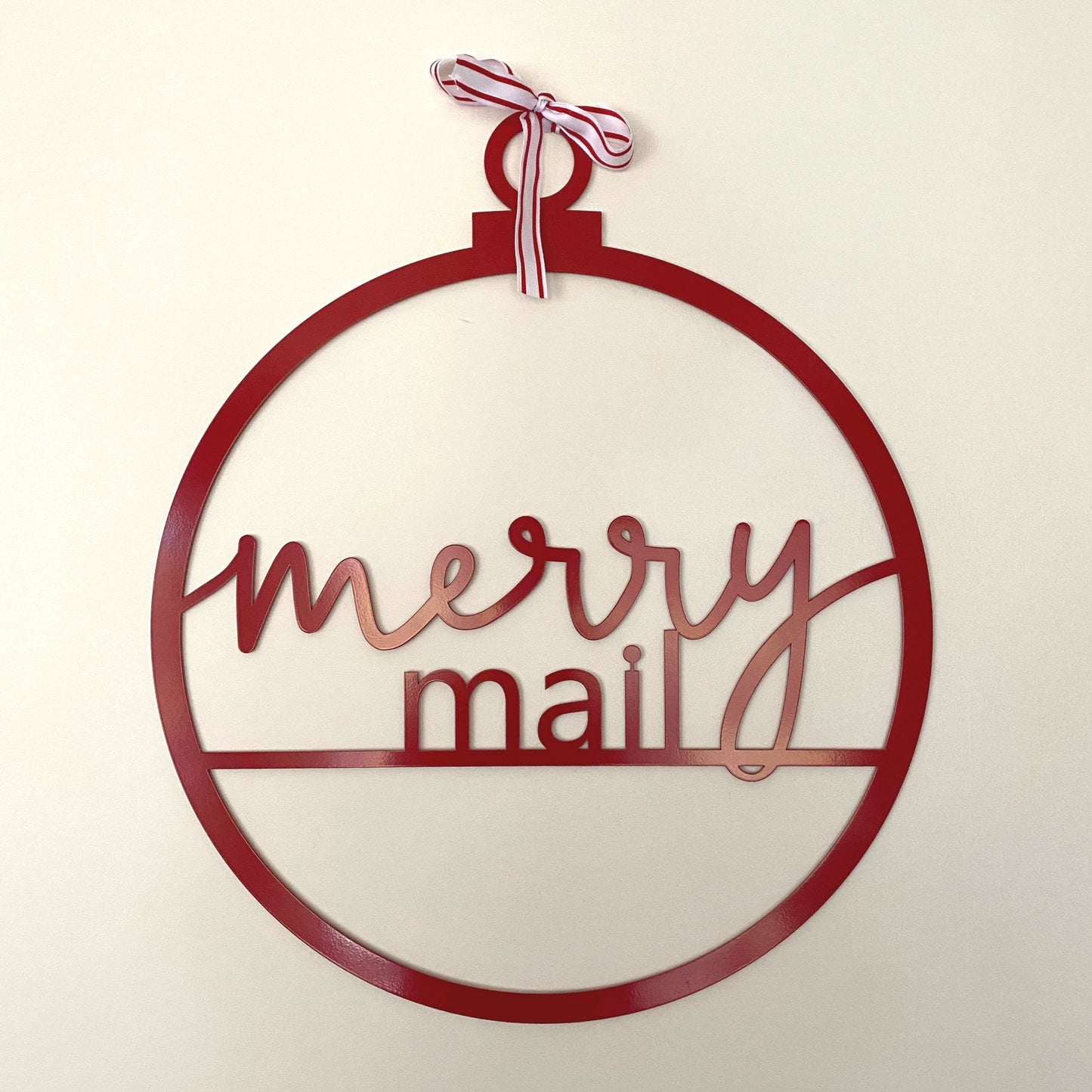 Merry Mail Christmas Metal Sign, Christmas Card Photo Holder, Holiday Card Display Sign, Metal Powder Coated Christmas Decoration