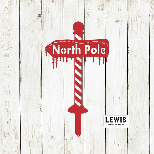 North Pole Metal Christmas Yard Stake, Christmas Yard Decoration, Holiday North Pole Display Sign, Metal Powder Coated Christmas Decoration