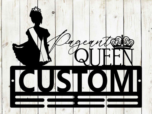 Beauty Pageant Custom Name Medal Hanger Monogram, 12 Rungs for medals & Ribbons, Medal Display, Personalized Pageant Medal Hanger, Pageant