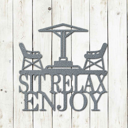 Sit, Relax, Enjoy Metal Wall Sign, Porch Decor, Patio Wall Art, Wall Decoration, Wall Decor