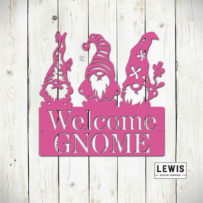 Welcome Gnome Metal Sign, Garden Decoration, Wall Decoration, Patio Decoration, Outdoor Living Space, Gnome Garden