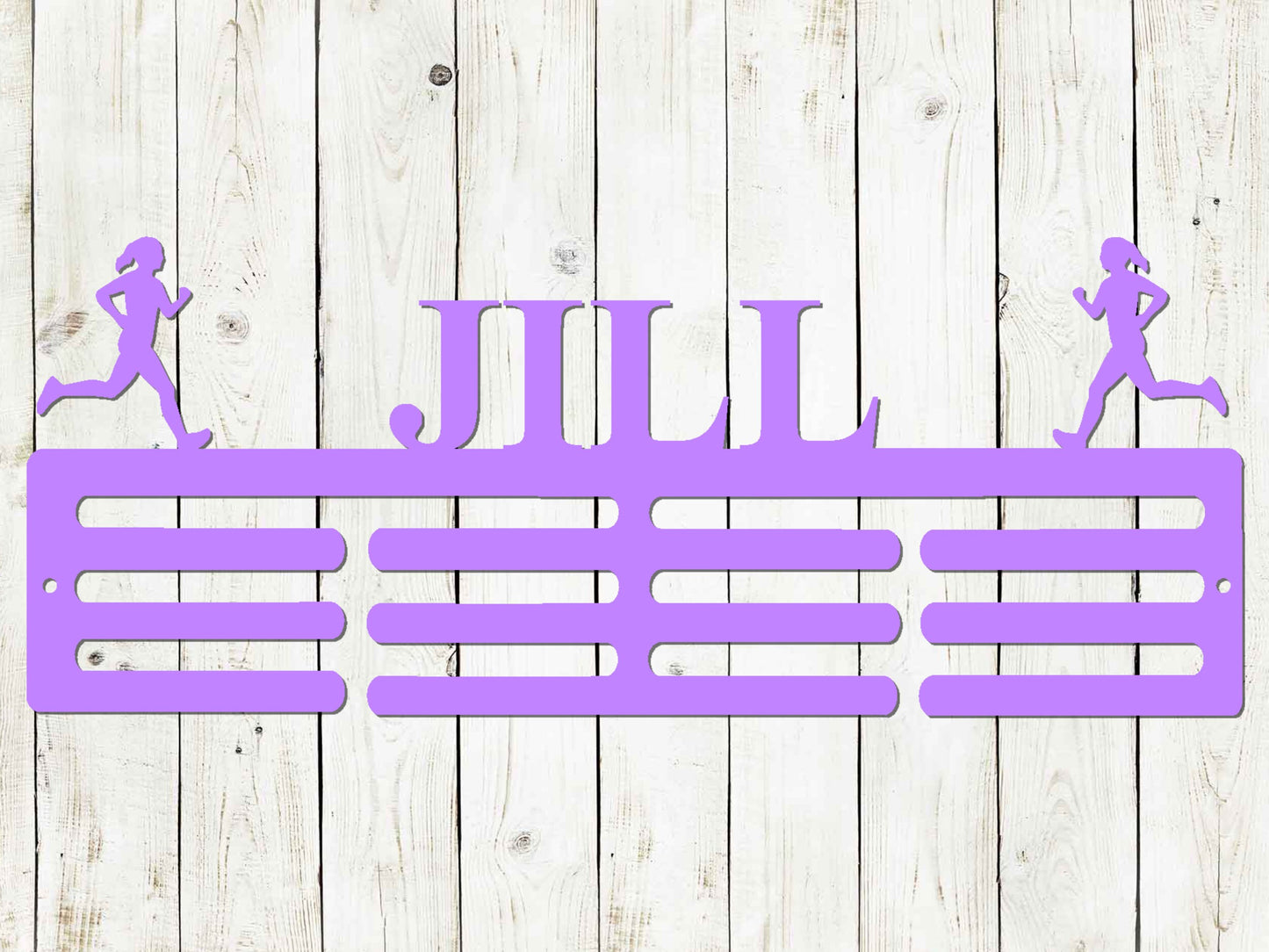 Running Custom Name Medal Hanger Monogram - 12 Rungs for medals & Ribbons, Medal Display, Sports Medals, Kids Room Sports Decor, Female