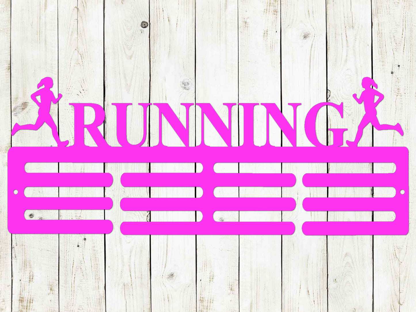 Running Custom Name Medal Hanger Monogram - 12 Rungs for medals & Ribbons, Medal Display, Sports Medals, Kids Room Sports Decor, Female