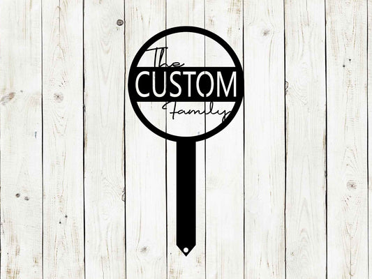 Family Name Circle Custom Stake Metal Sign, Family Sign, Metal Yard Sign. Patio Sign, Porch Sign, Yard Sign, Family, Family Name, Custom