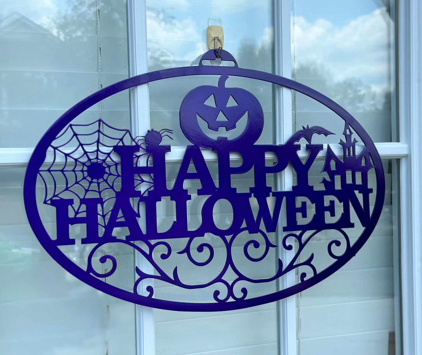 Happy Halloween Metal Door Hanger, Halloween Decor, Fall Decor, Halloween Sign, Metal Art, Halloween Wreath