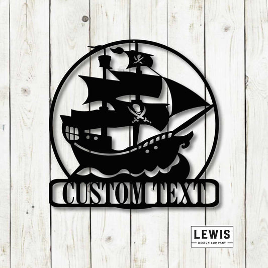 Pirate Ship Custom Wall Decoration, Metal Powder Coated Pirate Ship Sign