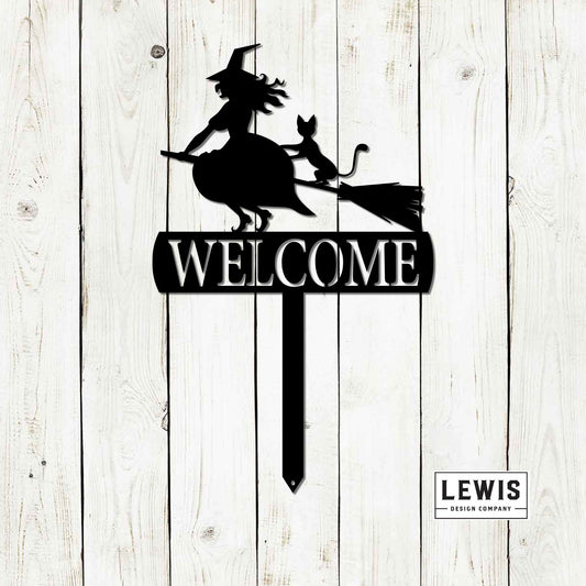 Witch Metal Welcome Stake Sign, Witch Sign, Halloween Decoration, Halloween Decor, Fall Decor, Witch Decoration, Halloween Sign, Metal Art