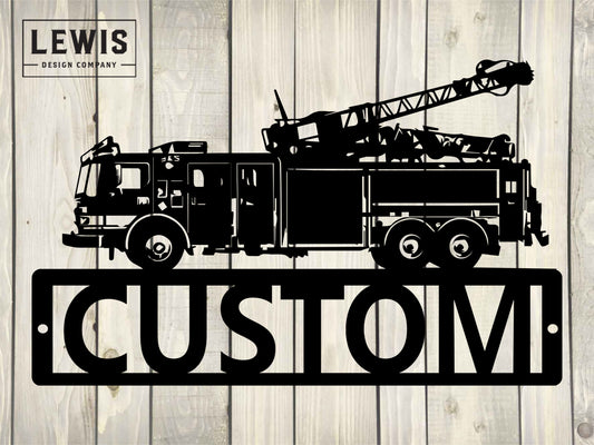 Fire Truck Custom Name Metal Sign, Fire Engine, Firefighter Sign, First Responder, Kids Room Decor, Man Cave, Firemen, Firewoman, Fire Truck