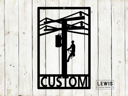 Lineman Custom Name Metal Sign - Garage Decor, Shop Decor, House Decor, Lineman Gift, Metal Sign, Tradesperson, Lineworker, Power Company
