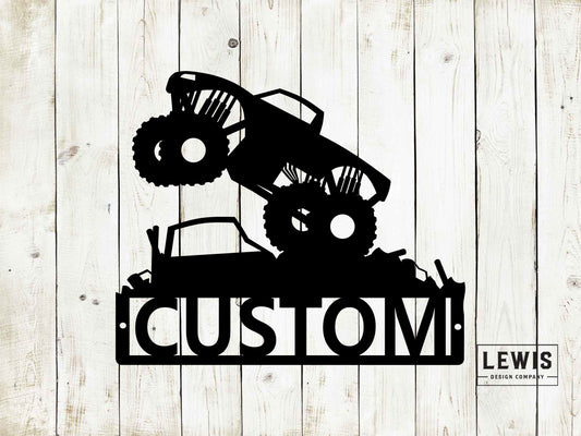 Monster Truck Custom Name Metal Sign - Kids Room Decor, House Decor, Kids Gift, Metal Sign, Truck Gift, Monster Truck, Big Truck Sign