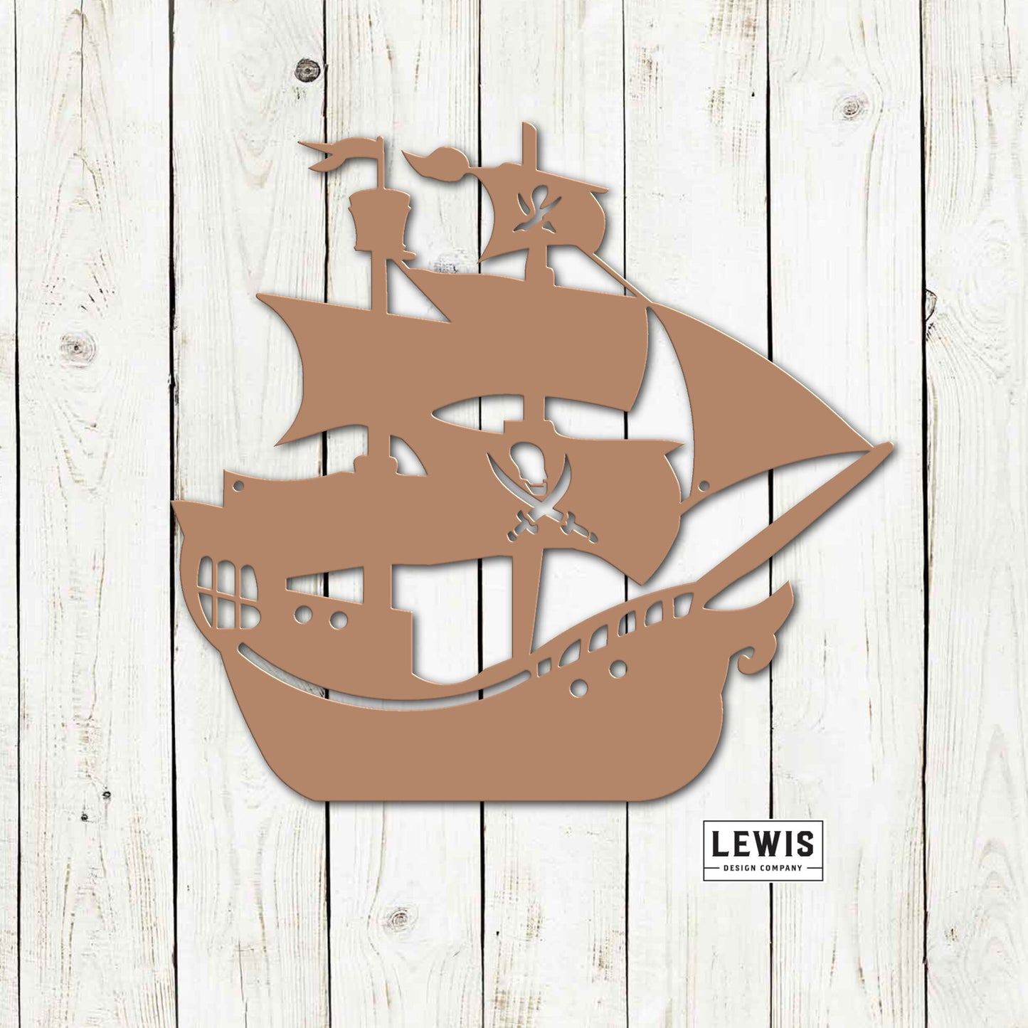 Pirate Ship Wall Decoration, Metal Powder Coated Pirate Ship Sign